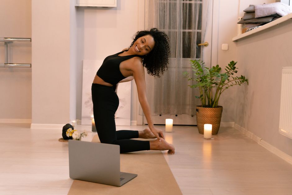 A softly lit room set up for restorative relaxation